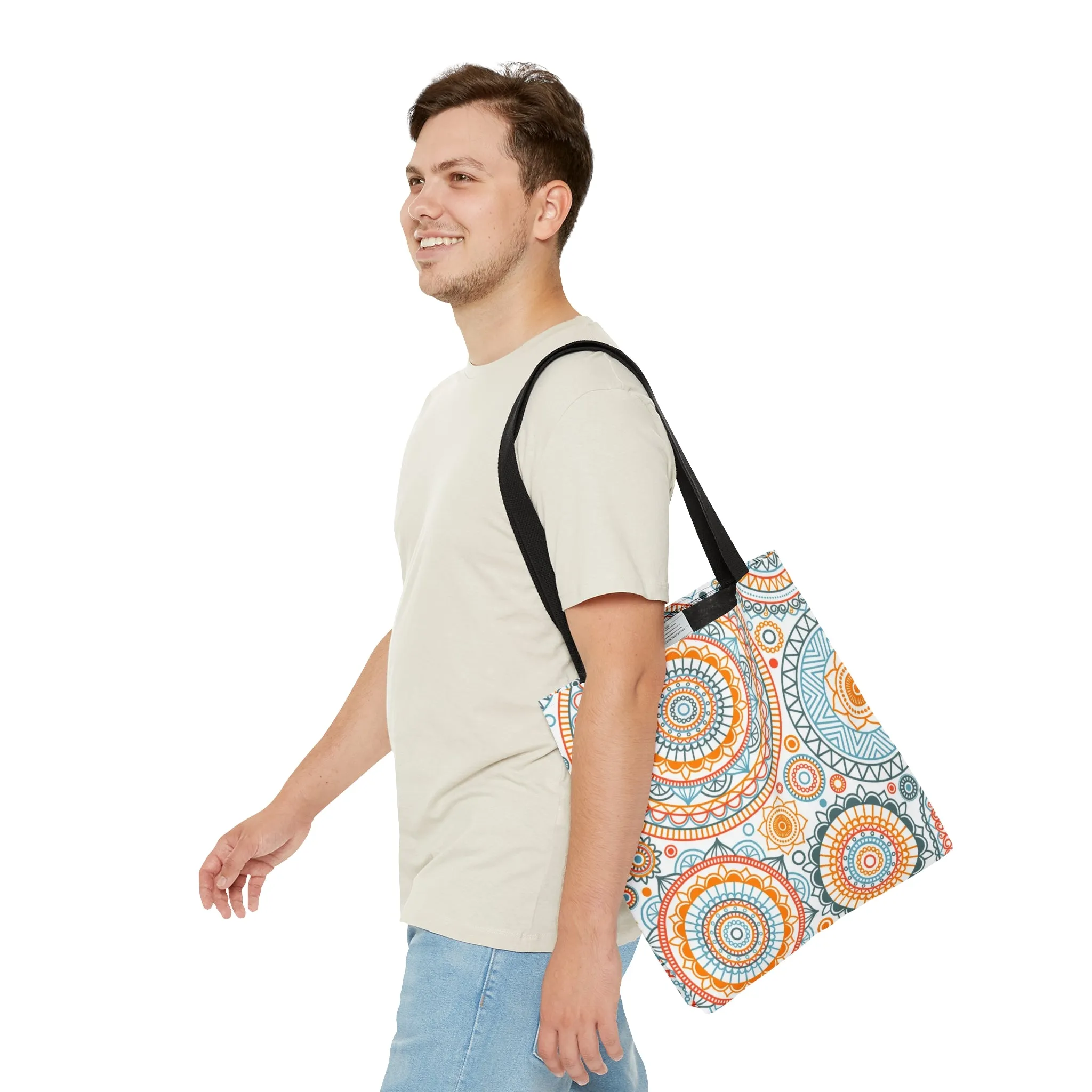 Orange and Blue Mandala Tote Bag